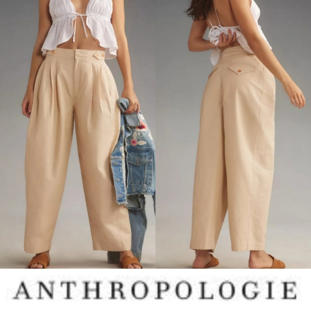 Maeve Anthropologie Utility Barrel Balloon Trouser Pants Wide Leg Flare NWT sz12